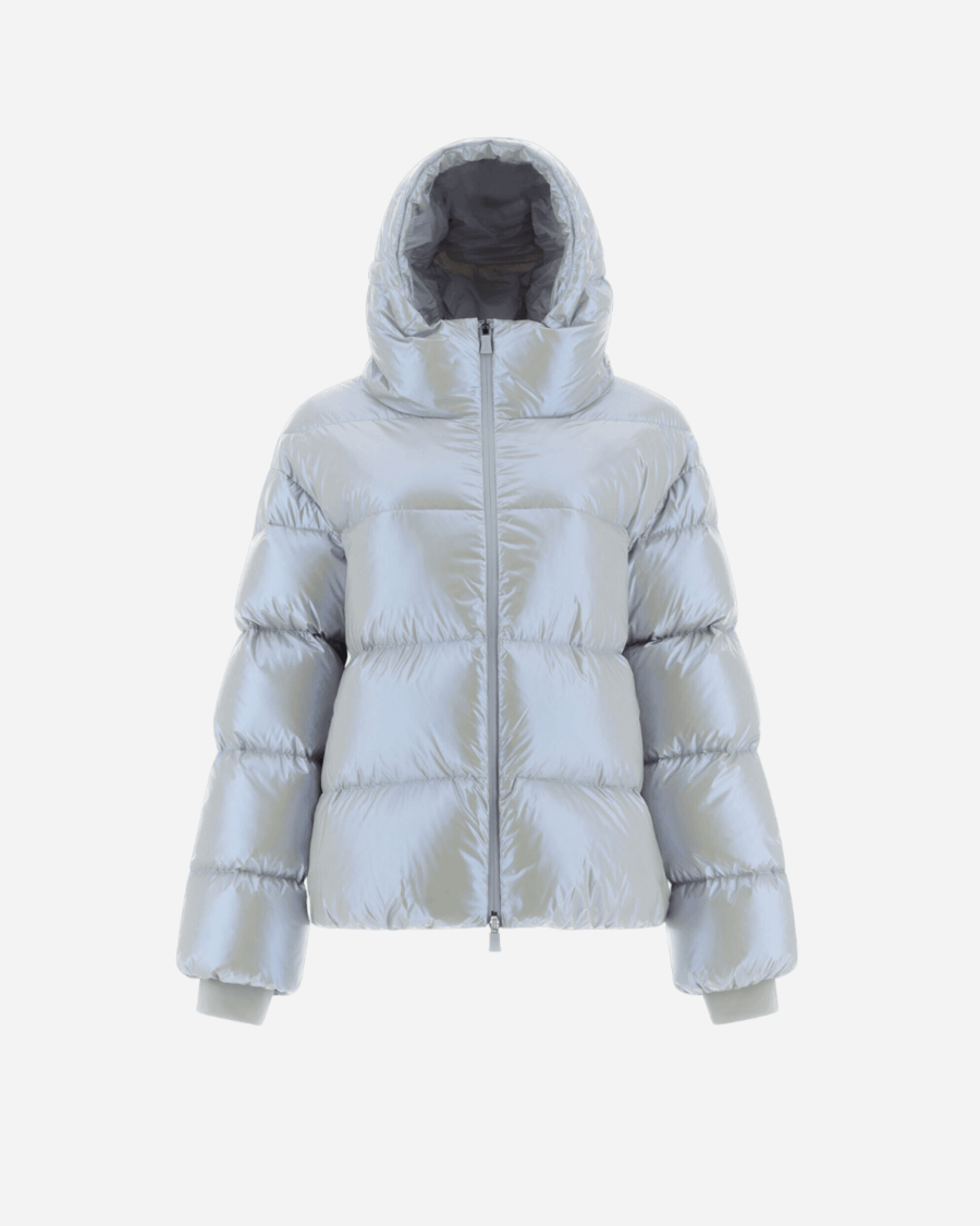 LAMINAR HOODED BOMBER JACKET IN ICE CUBE