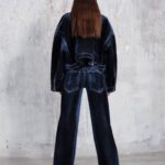GIGI FLOCK FILM CROPPED DENIM JACKET