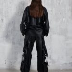 JULIE PLONGE NAPPA LEATHER OVERSIZED SHIRT