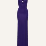 ROSETTE HALTER JERSEY CUTOUT DRESS