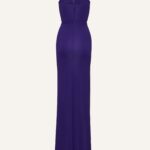 ROSETTE HALTER JERSEY CUTOUT DRESS