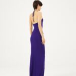 ROSETTE HALTER JERSEY CUTOUT DRESS