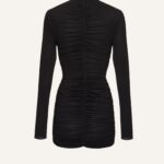 GATHERED HIGH NECK MINI DRESS