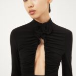 GATHERED HIGH NECK MINI DRESS