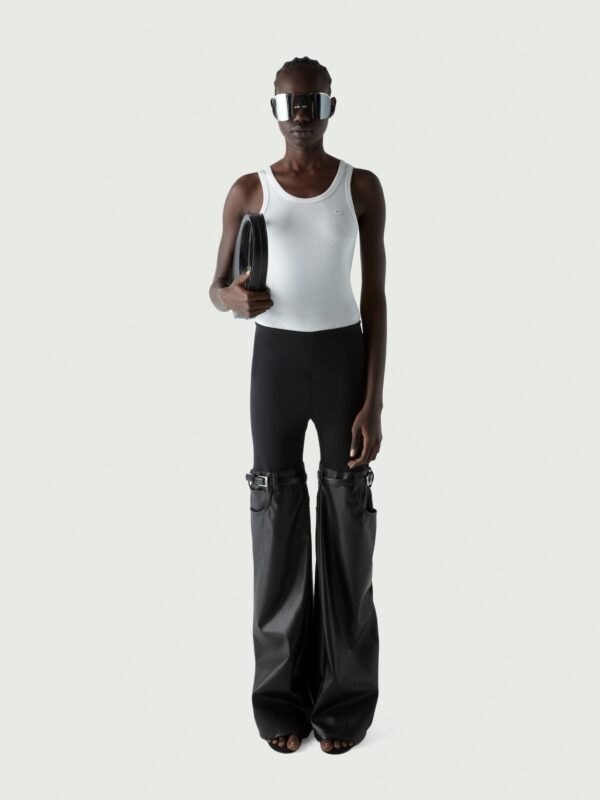 HYBRID FLARED FAUX LEATHER TROUSERS