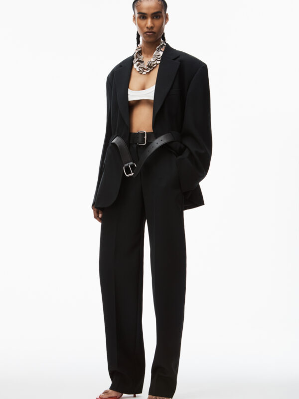 WOOL CANVAS BLAZER WITH BELT