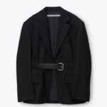 WOOL CANVAS BLAZER WITH BELT