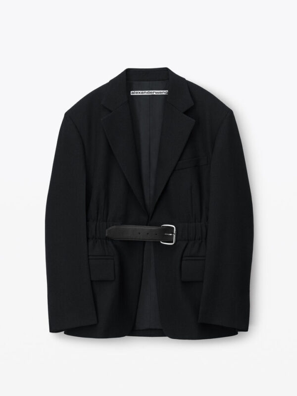 WOOL CANVAS BLAZER WITH BELT