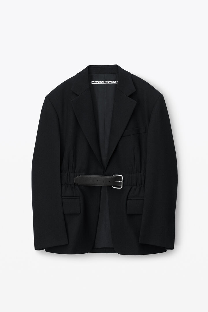 WOOL CANVAS BLAZER WITH BELT