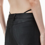 leather mini skort with pre-styled diamante-trim g-string