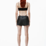 leather mini skort with pre-styled diamante-trim g-string