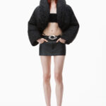 leather mini skort with pre-styled diamante-trim g-string
