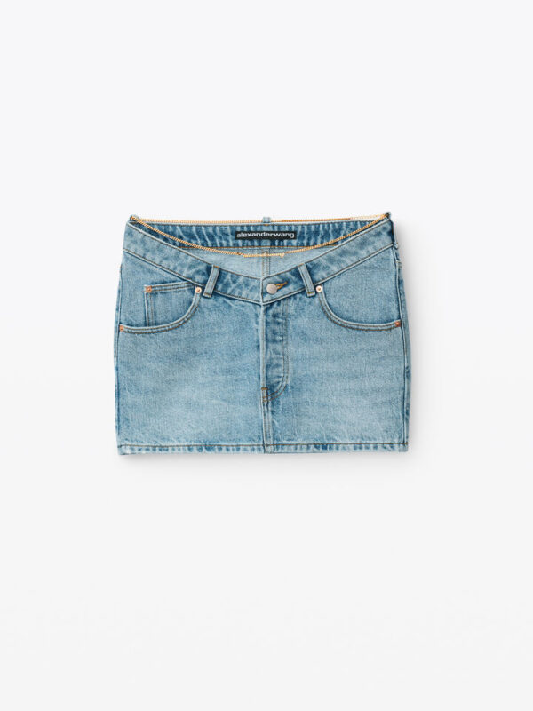 NAME PLATE V FRONT DENIM SKIRT