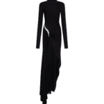 METALLIC CURVE DETAIL JERSEY GOWN