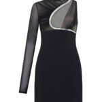 METALLIC TUBE TRIM ASYMMETRIC MINI DRESS