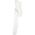 CRYSTAL EMBROIDERED ASYMMETRIC DRAPE DRESS