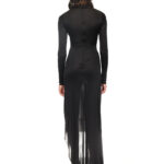 METALLIC CURVE DETAIL JERSEY GOWN