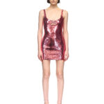 DK LOGO BUCKLE SEQUIN MINI DRESS IN PINK