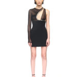 METALLIC TUBE TRIM ASYMMETRIC MINI DRESS
