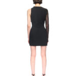 METALLIC TUBE TRIM ASYMMETRIC MINI DRESS