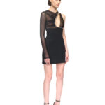 METALLIC TUBE TRIM ASYMMETRIC MINI DRESS