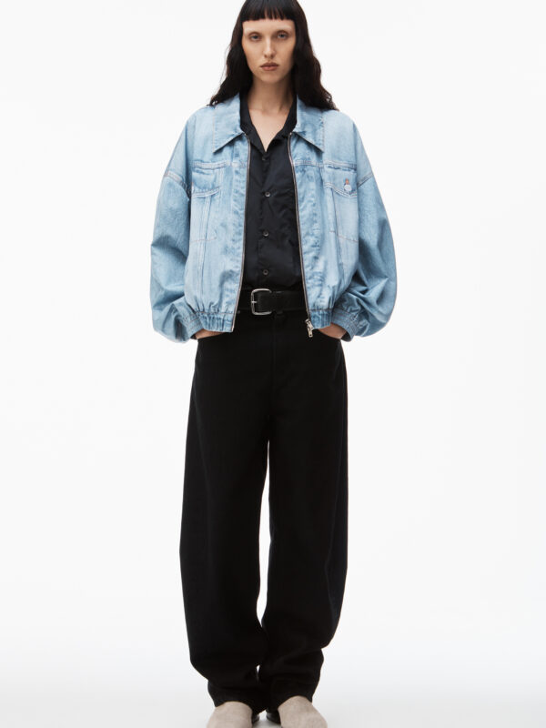 PRINTED DENIM BOMBER JACKET