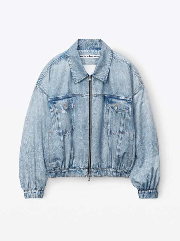 PRINTED DENIM BOMBER JACKET