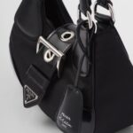 MOON RE-NYLON AND BRUSHED LEATHER BAG