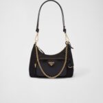 RE-NYLON AND BRUSHED LEATHER MINI BAG