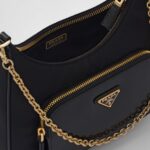 RE-NYLON AND BRUSHED LEATHER MINI BAG