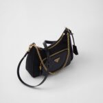RE-NYLON AND BRUSHED LEATHER MINI BAG