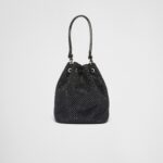 SATIN MINI BUCKET BAG WITH CRYSTALS