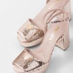 SEQUINED SATIN PLATFORMS