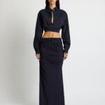 WRAPPED DENIM COLUMN SKIRT