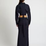 WRAPPED DENIM COLUMN SKIRT