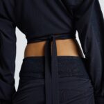 WRAPPED DENIM COLUMN SKIRT