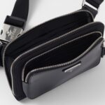 RE-NYLON AND BRUSHED LEATHER BELT BAG