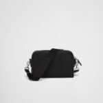 RE-NYLON AND BRUSHD LEATHER SHOULDER BAG