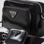 RE-NYLON AND BRUSHD LEATHER SHOULDER BAG