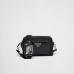 RE-NYLON AND BRUSHD LEATHER SHOULDER BAG