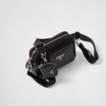 RE-NYLON AND BRUSHD LEATHER SHOULDER BAG