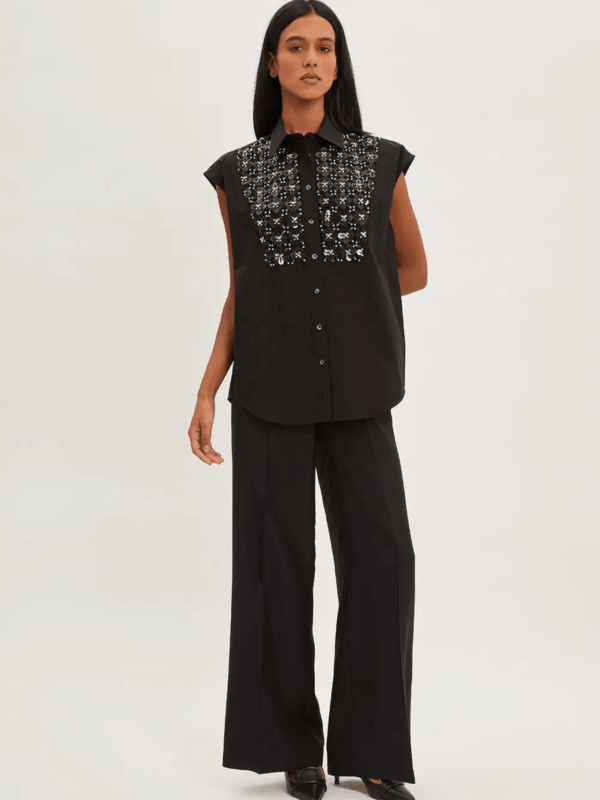 SEQUINS EMBROIDERED SHIRT