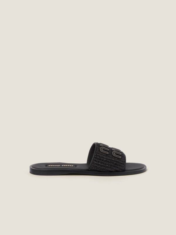 RAFFIA WOVEN SLIDES
