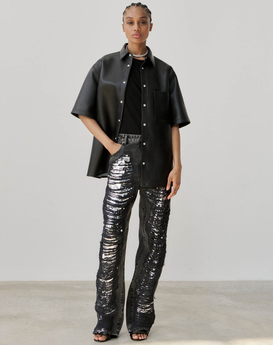 KAREN SEQUIN SHREDDED JEANS