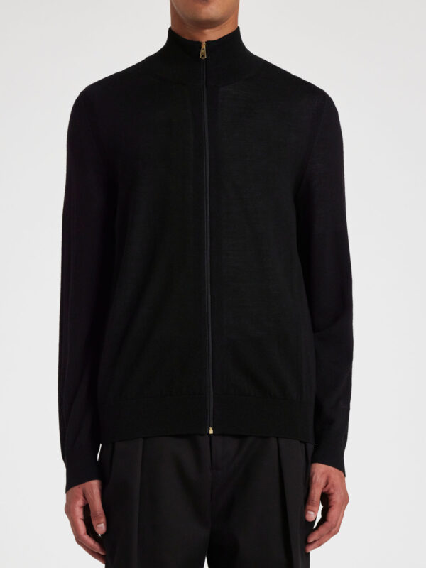MERINO WOOL ZIPPED CARDIGAN