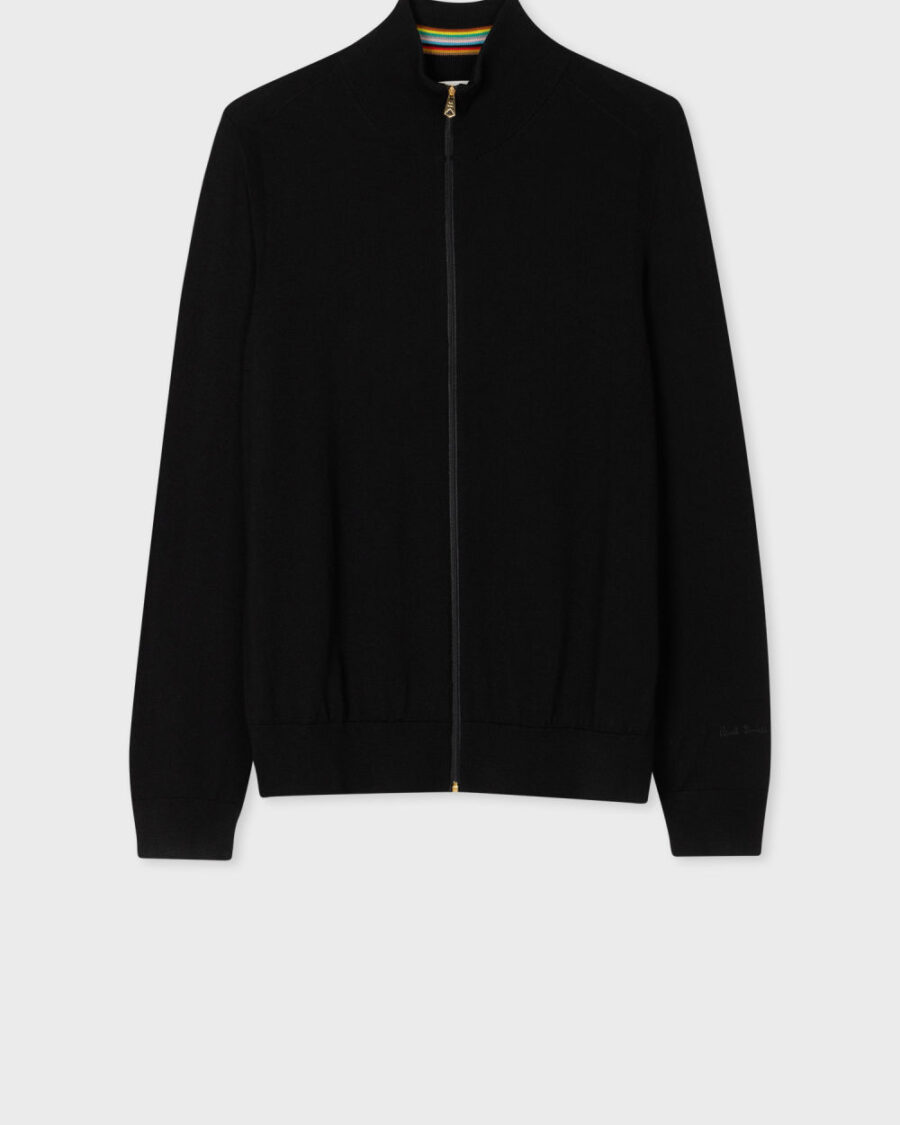 MERINO WOOL ZIPPED CARDIGAN