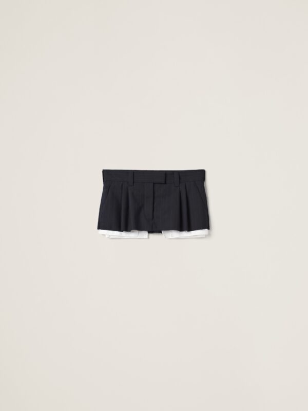 PLEATED PINSTRIPE MINI SKIRT