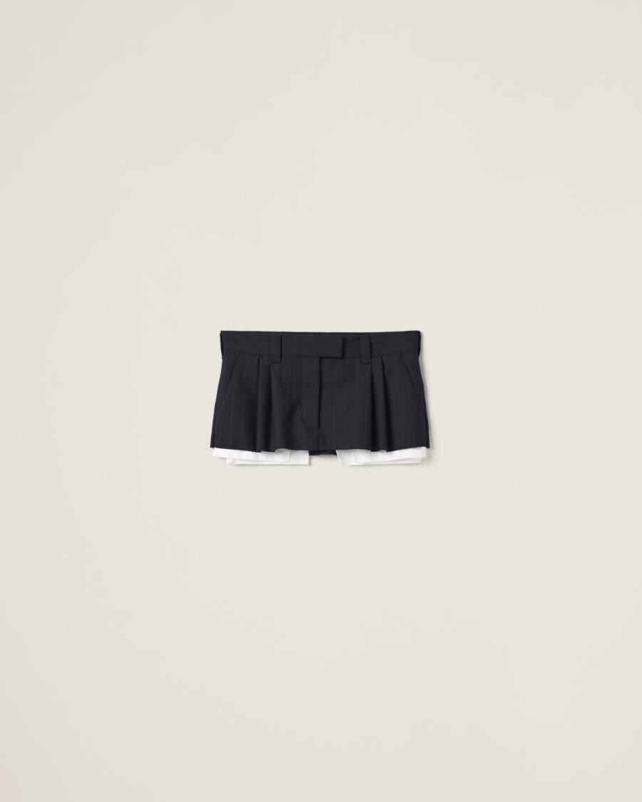 PLEATED PINSTRIPE MINI SKIRT