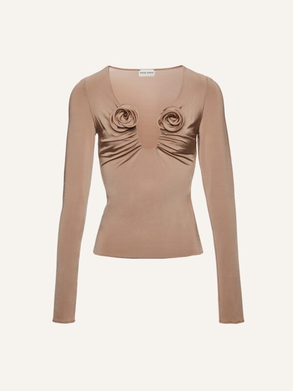 LONG SLEEVE FLOWER APPLIQUÉ TOP