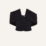 RUCHED WIRED V NECK TOP